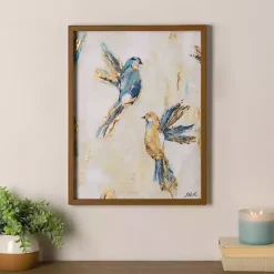 Kirklands Home Blue and Gold Birds Framed Art Print Sale