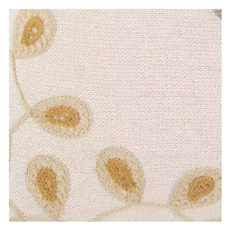 Pillows>Kirklands Home Blue and Gold Floral Fringe Pillow