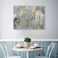 Kirklands Home Blue and Gold Ikat Framed Canvas Art Print Discount