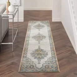Kirklands Home Blue and Gray Bordered Trina Runner Discount