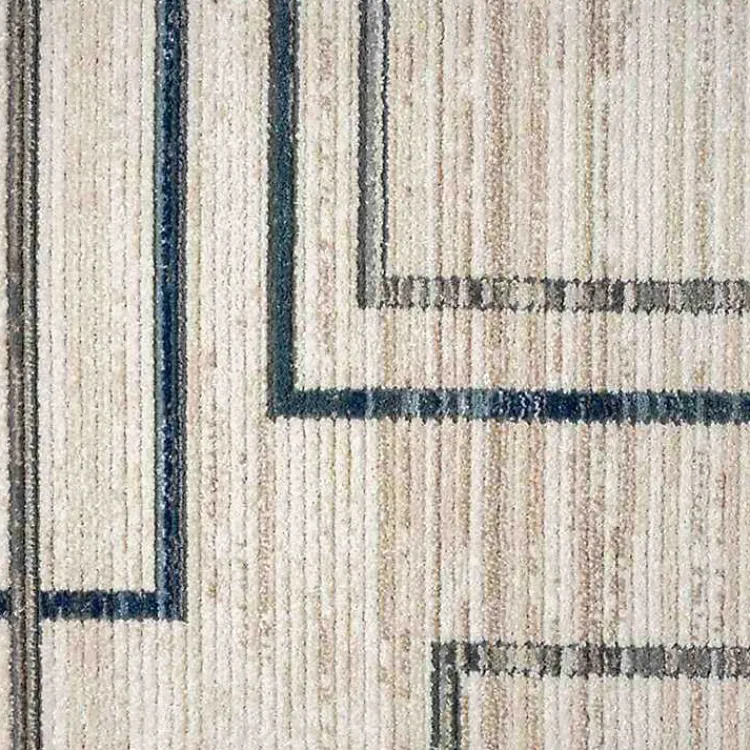Kirklands Home Blue and Gray Contemporary Geo Area Rug, 5x7 New
