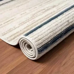 Kirklands Home Blue and Gray Contemporary Geo Area Rug, 5x7 New