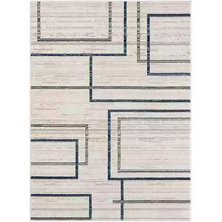 Kirklands Home Blue and Gray Contemporary Geo Area Rug, 7x9 Hot