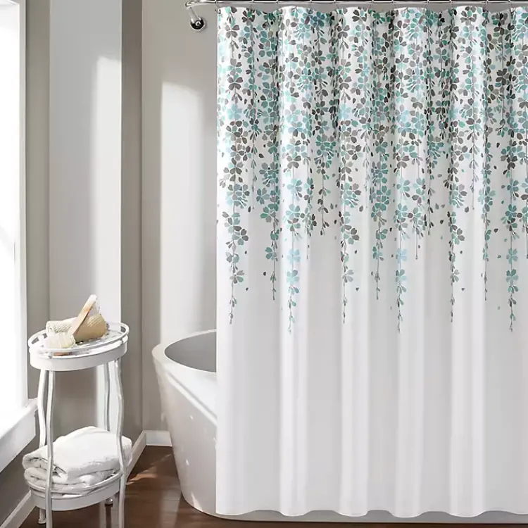 Kirklands Home and Gray Weeping Flower Shower Curtain Blue Sale