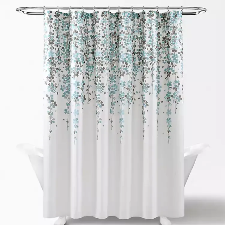 Kirklands Home and Gray Weeping Flower Shower Curtain Blue Sale