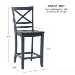 Kirklands Home Blue and Gray Wood Aliza Counter Stools, Set of 2 Sale