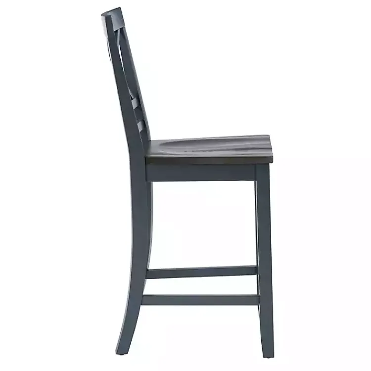 Kirklands Home Blue and Gray Wood Aliza Counter Stools, Set of 2 Sale