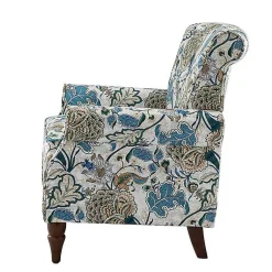 Kirklands Home Blue and Green Floral Upholstered Accent Chair Best