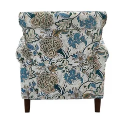 Kirklands Home Blue and Green Floral Upholstered Accent Chair Best