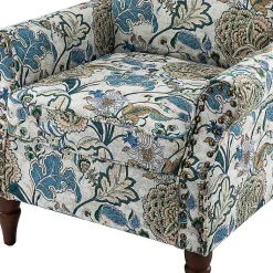 Kirklands Home Blue and Green Floral Upholstered Accent Chair Best