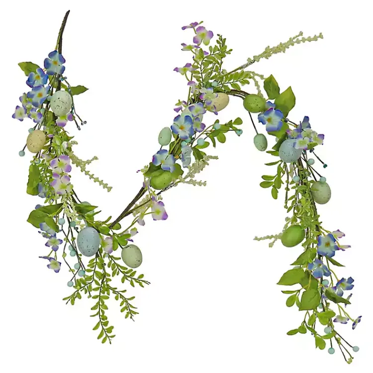 Easter Decorations>Kirklands Home Blue and Green Flowering Easter Eggs Garland