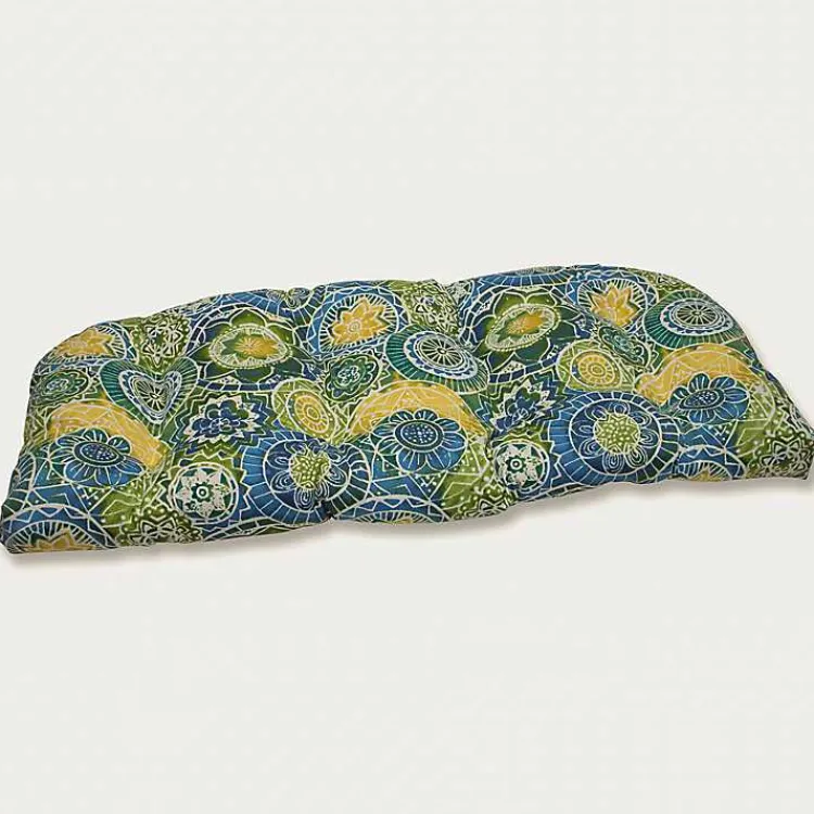 Kirklands Home Blue and Green Lagoon Outdoor Settee Cushion Clearance
