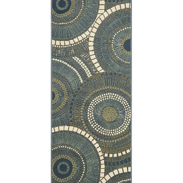 Kirklands Home Blue and Green Spheres Indoor/Outdoor Runner, 1x4 Hot