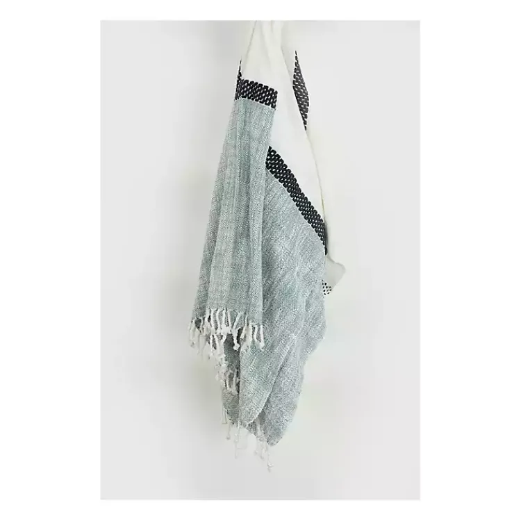 Blankets & Throws>Kirklands Home Blue and Ivory Colorblock Throw