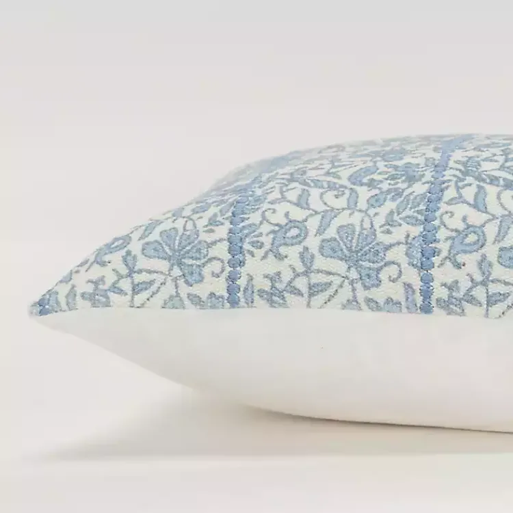 Pillows>Kirklands Home Blue and Ivory Floral Print Lumbar Pillow