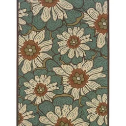 Kirklands Home Blue and Ivory Flowers Outdoor Area Rug, 3x5 Sale