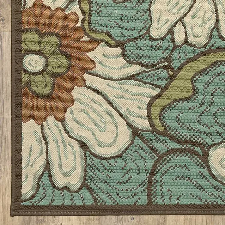 Kirklands Home Blue and Ivory Flowers Outdoor Area Rug, 3x5 Sale