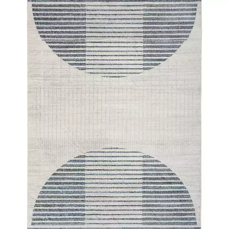Kirklands Home Blue and Ivory Half Moon Washable Area Rug, 5x7 Sale