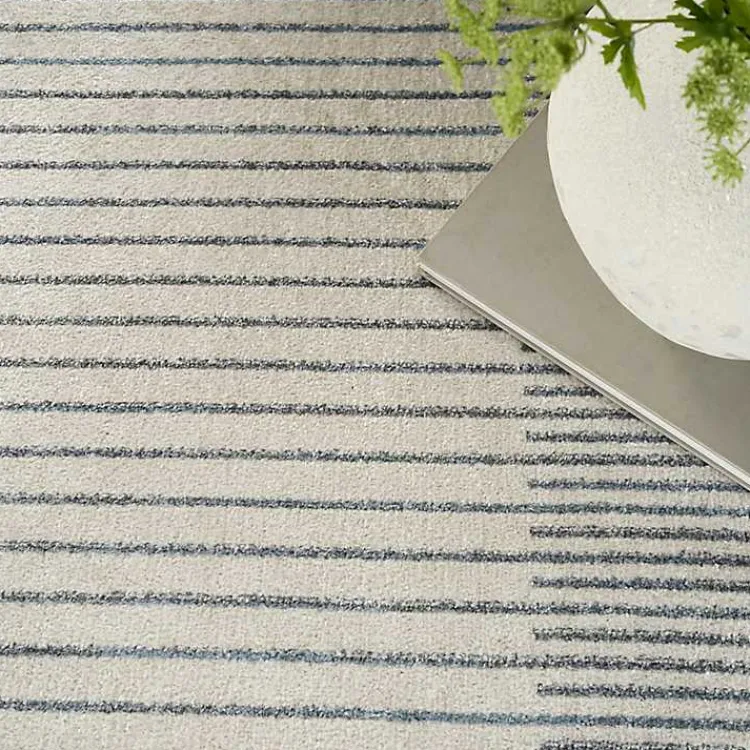 Kirklands Home Blue and Ivory Linear Orb Washable Area Rug, 5x7 Hot