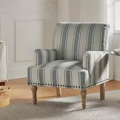 Kirklands Home Blue and Ivory Striped Accent Chair Online