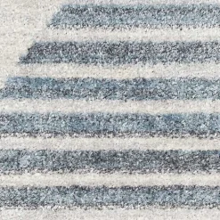 Kirklands Home Blue and Ivory Striped Half Moon Area Rug, 8x10 Outlet