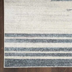 Kirklands Home Blue and Ivory Striped Moons Runner, 2x8 Clearance