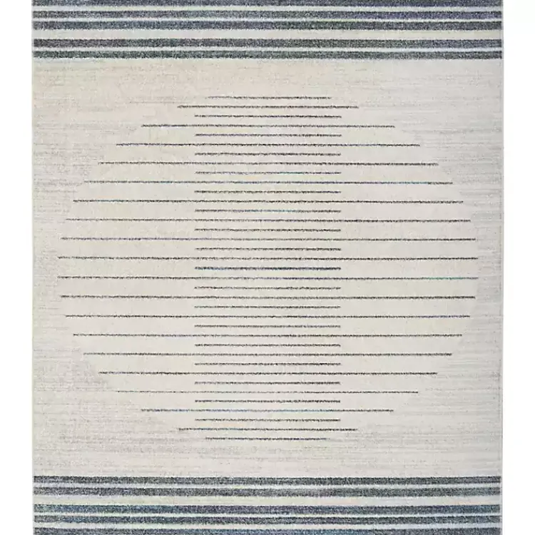 Kirklands Home Blue and Ivory Striped Moon Area Rug, 9x12 Clearance