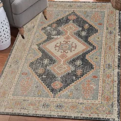Kirklands Home and Ivory Traditional Motif Area Rug, 5x7 Blue