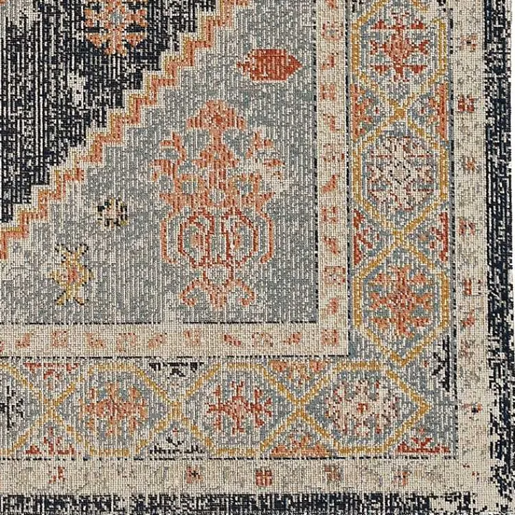 Kirklands Home and Ivory Traditional Motif Area Rug, 5x7 Blue