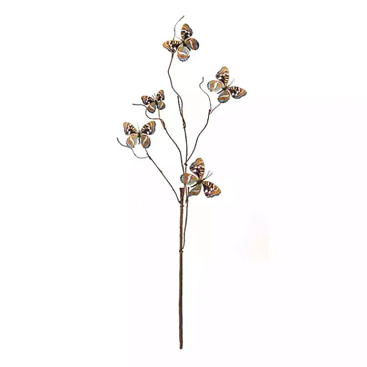 Stems & Bouquets>Kirklands Home Blue and Orange Butterfly Twig Sprays, Set of 6
