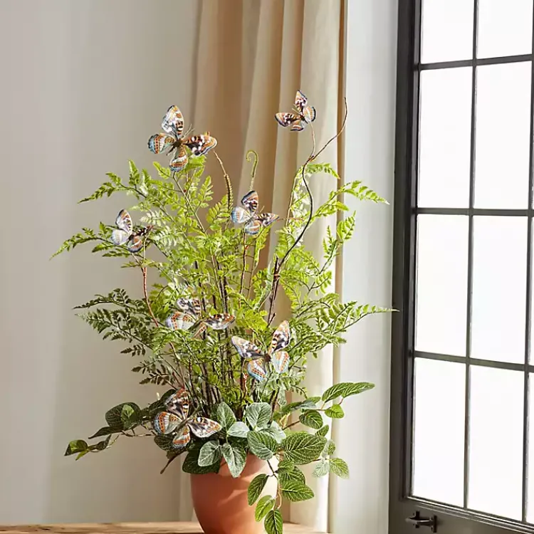 Stems & Bouquets>Kirklands Home Blue and Orange Butterfly Twig Sprays, Set of 6