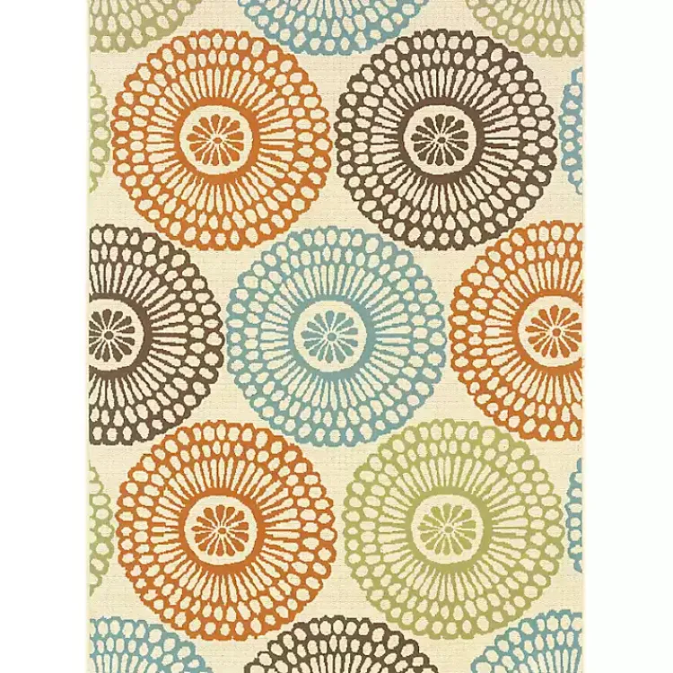 Kirklands Home Blue and Orange Circles Outdoor Area Rug, 6x9