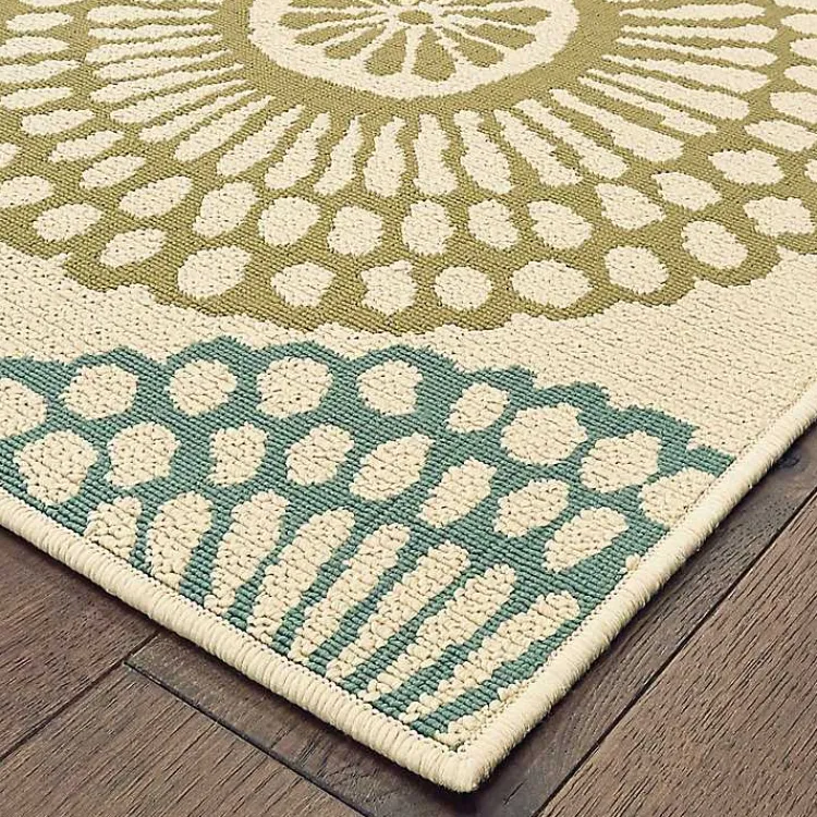 Kirklands Home Blue and Orange Circles Outdoor Area Rug, 6x9