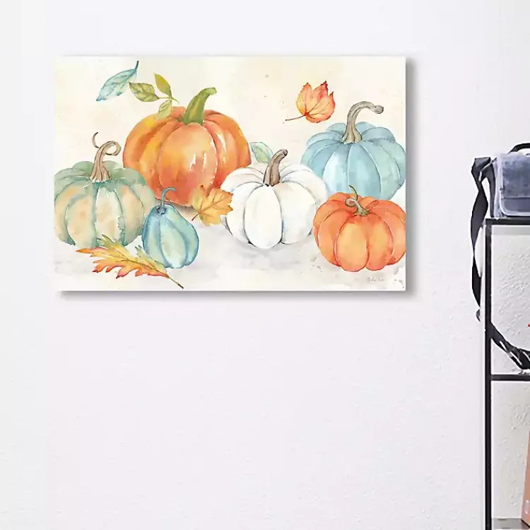 Fall>Kirklands Home Blue and Orange Pumpkin Patch Canvas Art Print
