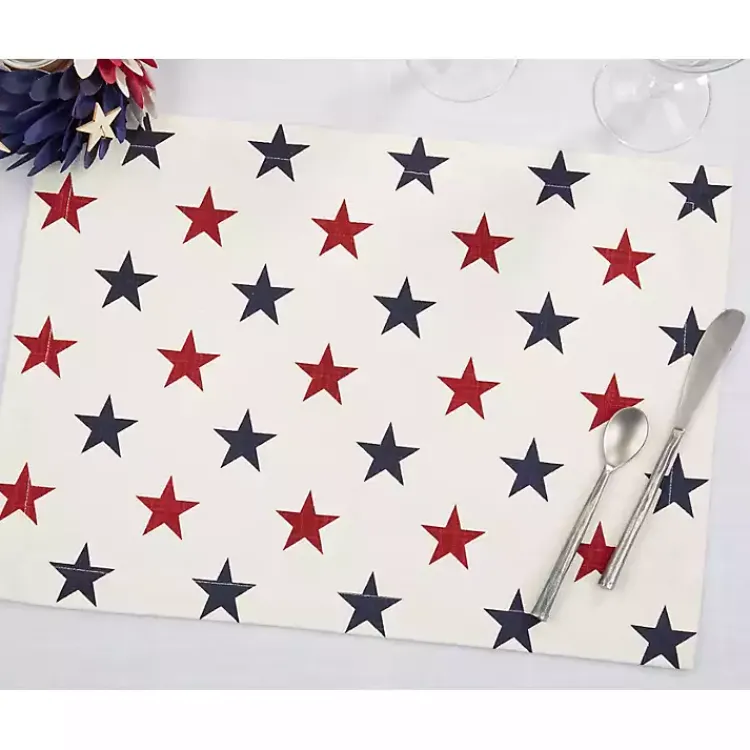 Kirklands Home Blue and Red Americana Stars Placemats, Set of 4 Hot