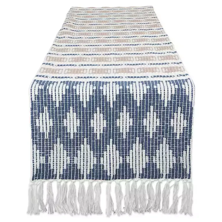 Kirklands Home Blue and Stone Diamond Table Runner, 108 in. Hot