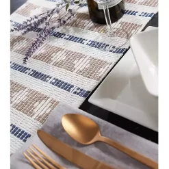 Kirklands Home Blue and Stone Diamond Table Runner, 108 in. Hot