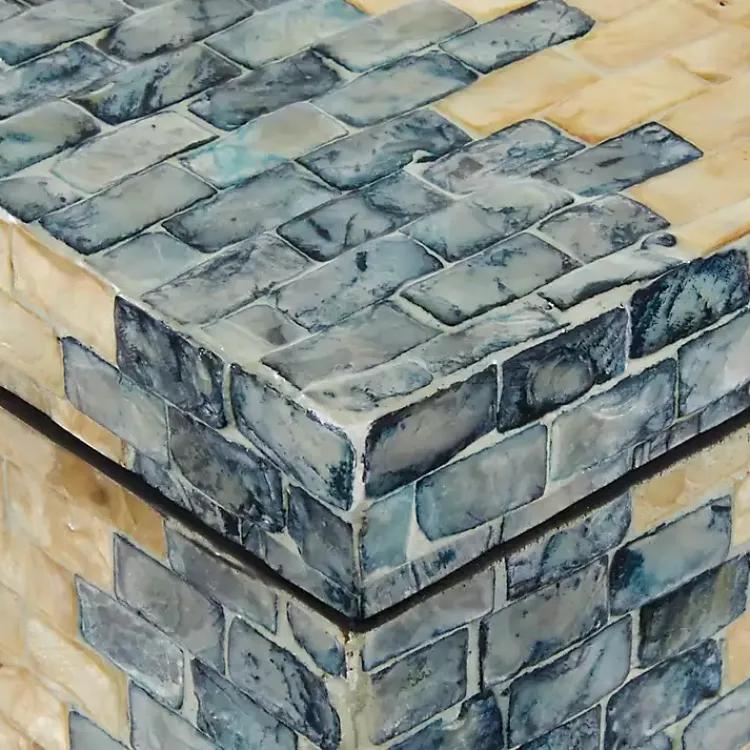 Baskets & Boxes>Kirklands Home Blue and Tan Wood Capiz Shell 2-pc. Box Set