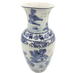 Vases>Kirklands Home Blue and White Ceramic Chinoiserie Vase