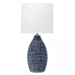 Kirklands Home Blue and Ceramic Faux Rope Table Lamp White