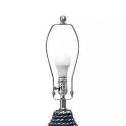 Kirklands Home Blue and Ceramic Faux Rope Table Lamp White