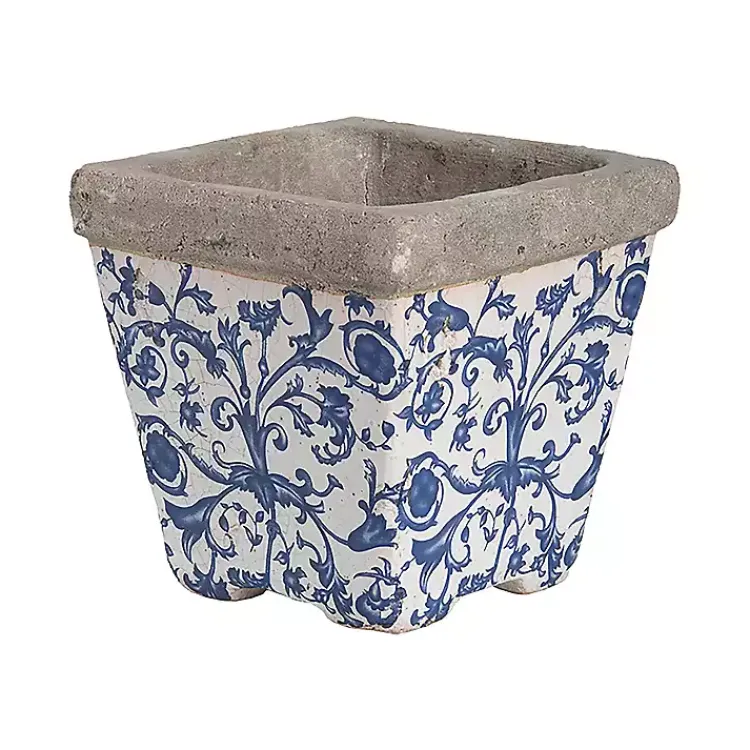 Kirklands Home Blue and White Ceramic Flower Pots, Set of 3 Outlet
