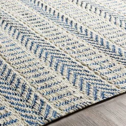 Kirklands Home Blue and White Chevron Jute Area Rug, 8x10 Discount