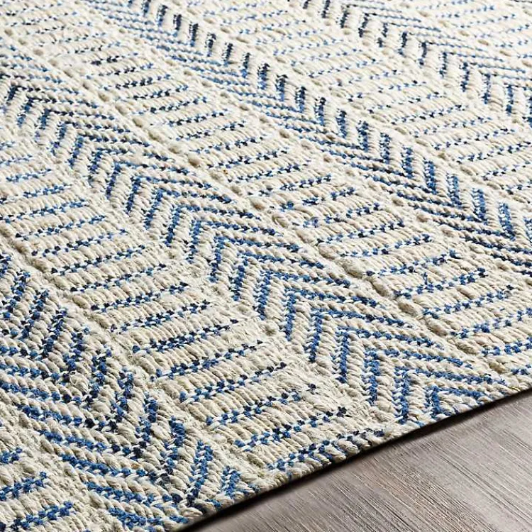 Kirklands Home Blue and White Chevron Jute Area Rug, 8x10 Discount