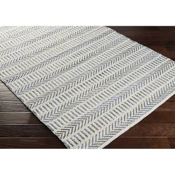 Kirklands Home Blue and White Chevron Jute Area Rug, 8x10 Discount