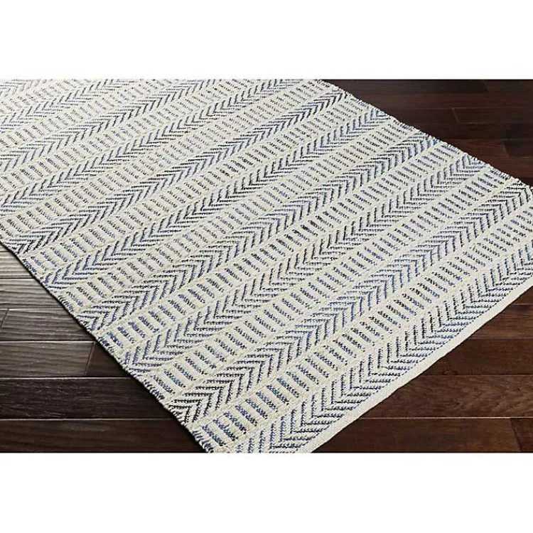 Kirklands Home Blue and White Chevron Jute Area Rug, 8x10 Discount