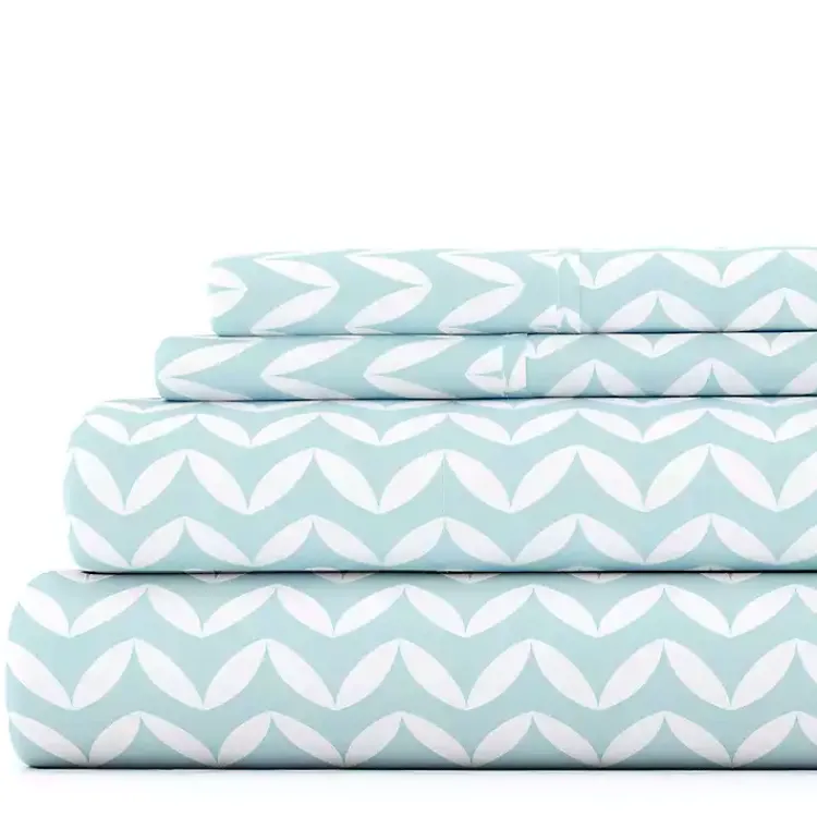 Kirklands Home Blue and White Chevron 3-pc. Twin Sheet Set New