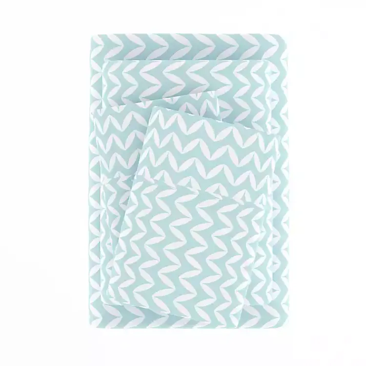 Kirklands Home Blue and White Chevron 3-pc. Twin Sheet Set New