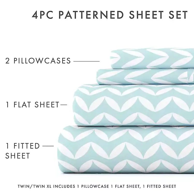 Kirklands Home Blue and White Chevron 3-pc. Twin Sheet Set New