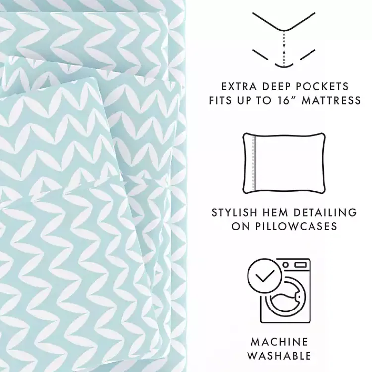 Kirklands Home Blue and White Chevron 3-pc. Twin Sheet Set New